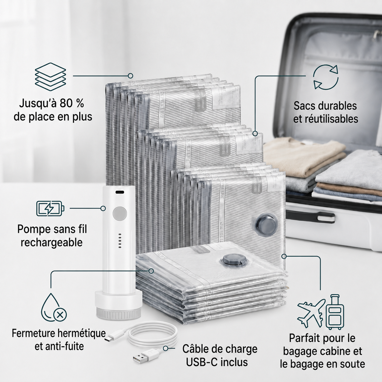 Kelvora SmartPack™ – Kit de compression de voyage