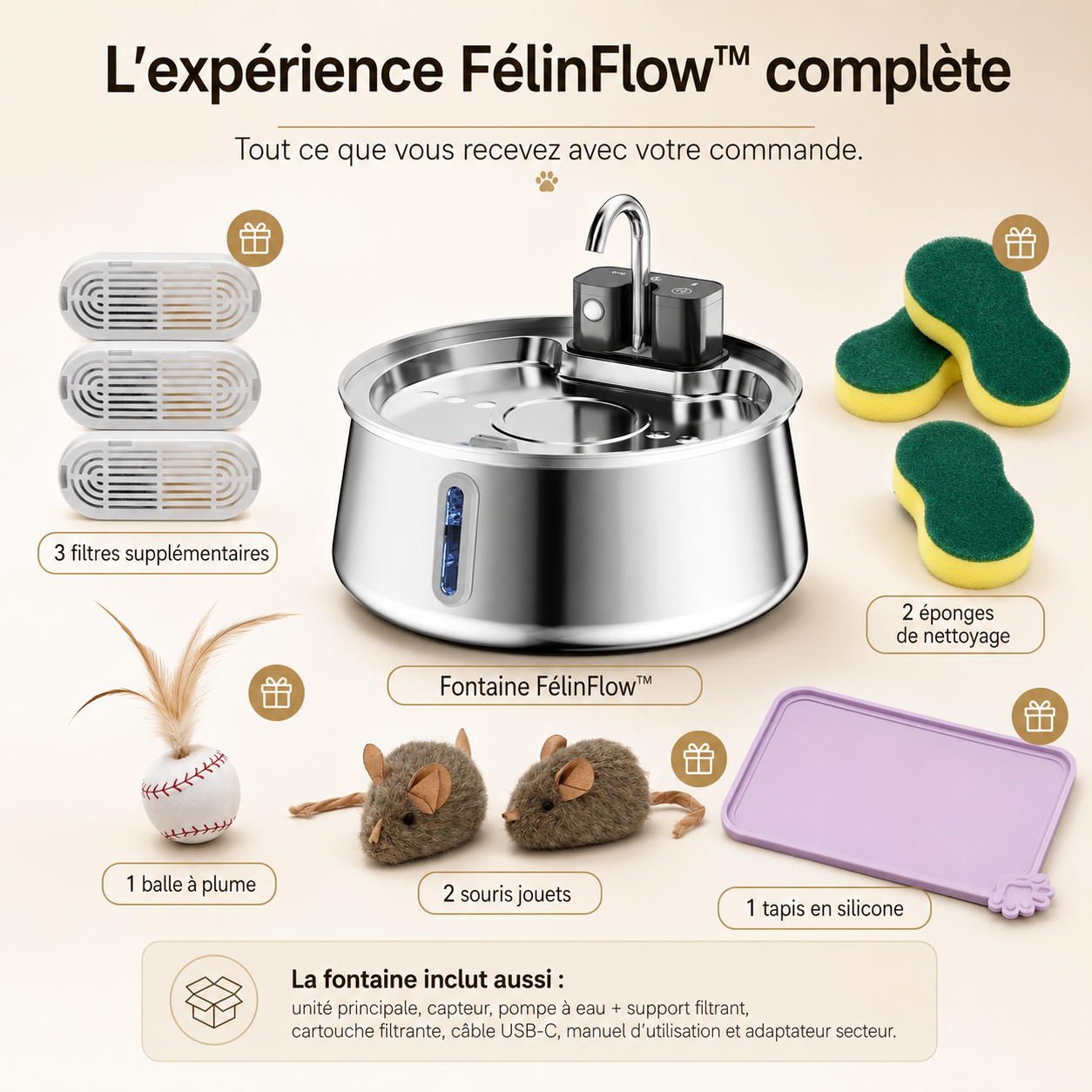 Kelvora FélinFlow™ Fontaine sans fil