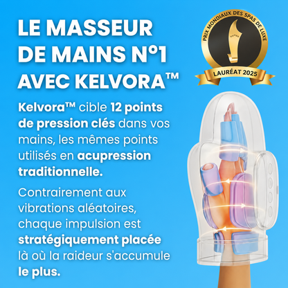 Kelvora™ Masseur de main – Apaise les tensions et les articulations fatiguées
