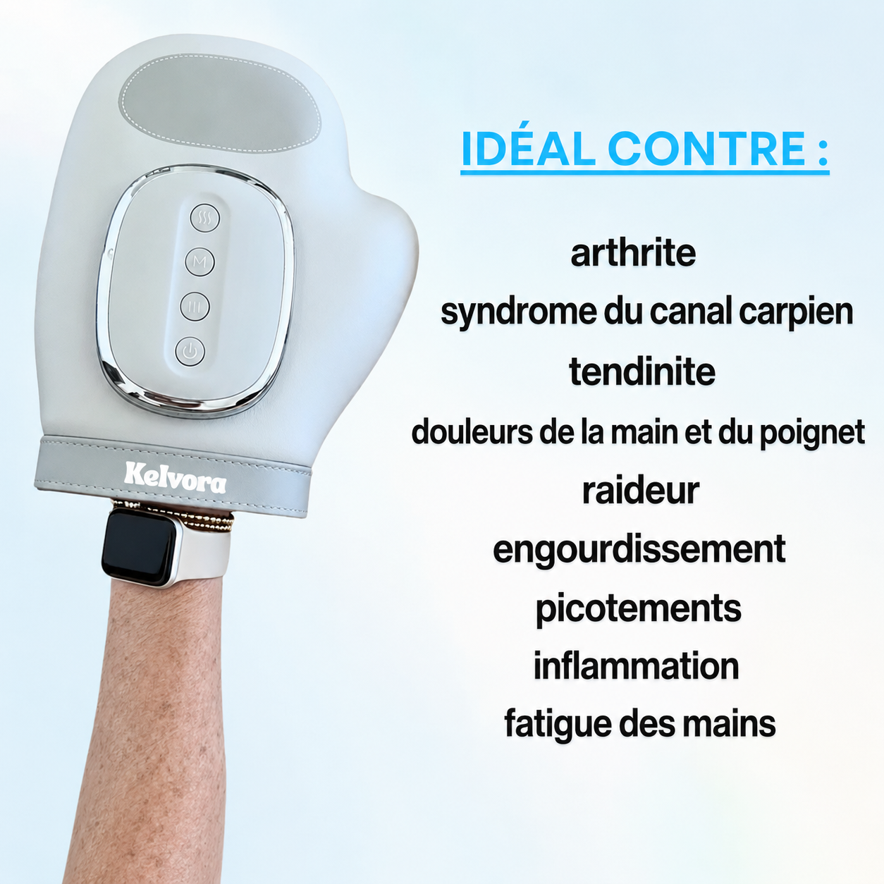 Kelvora™ Masseur de main – Apaise les tensions et les articulations fatiguées