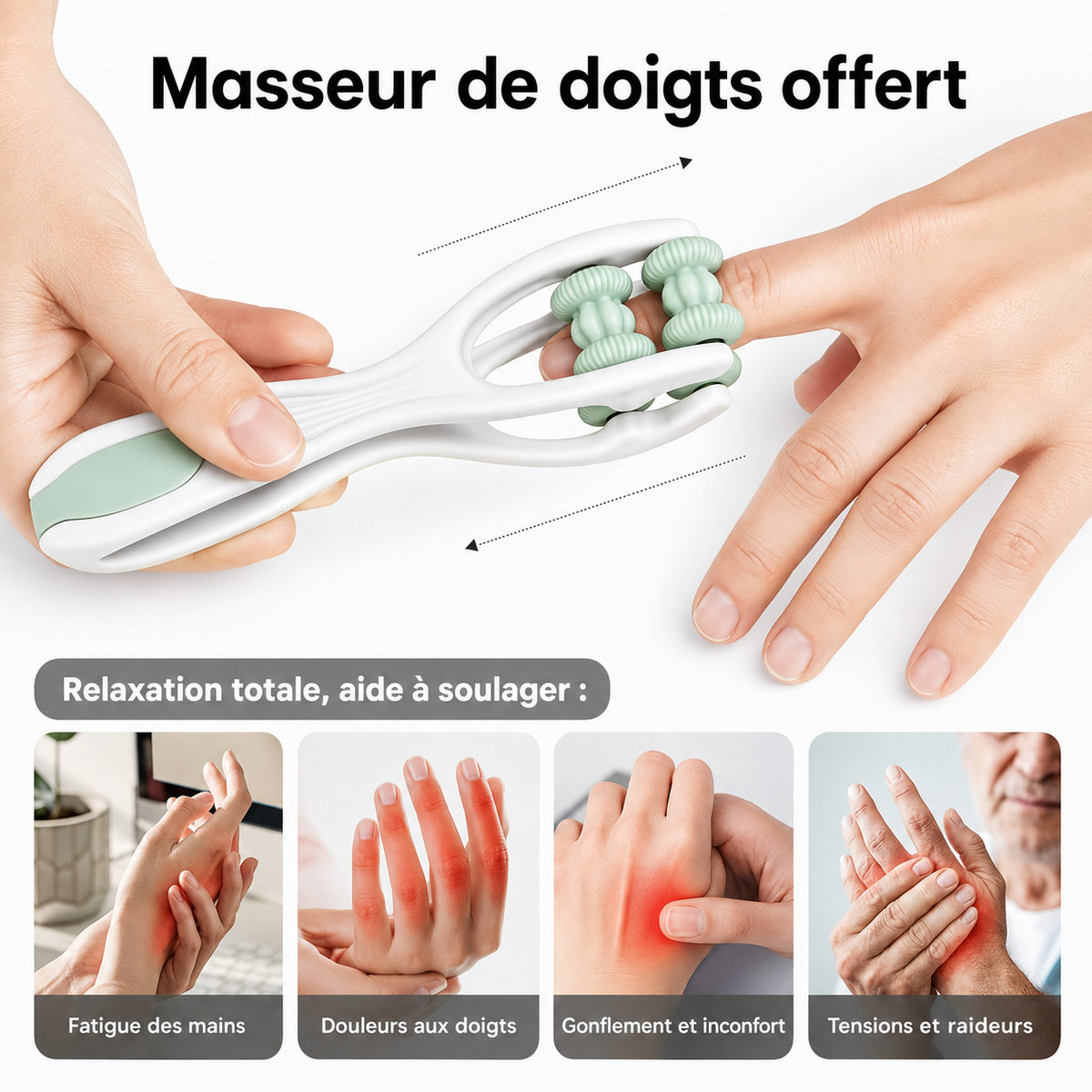 Kelvora™ Masseur de mains - Soulagement des Douleurs et Inflammations