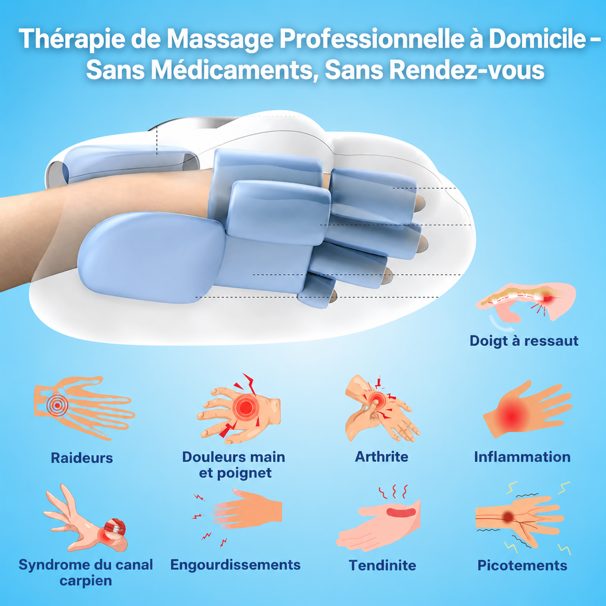 Kelvora™ Masseur de mains - Soulagement des Douleurs et Inflammations