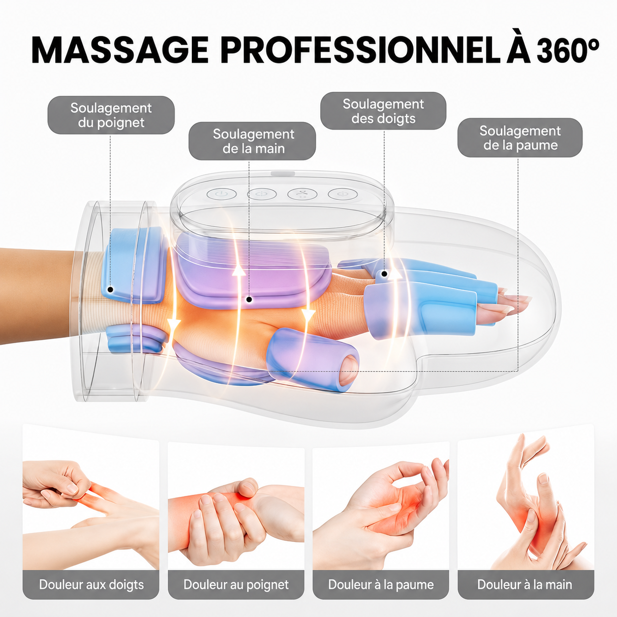 Kelvora™ Masseur de main – Apaise les tensions et les articulations fatiguées