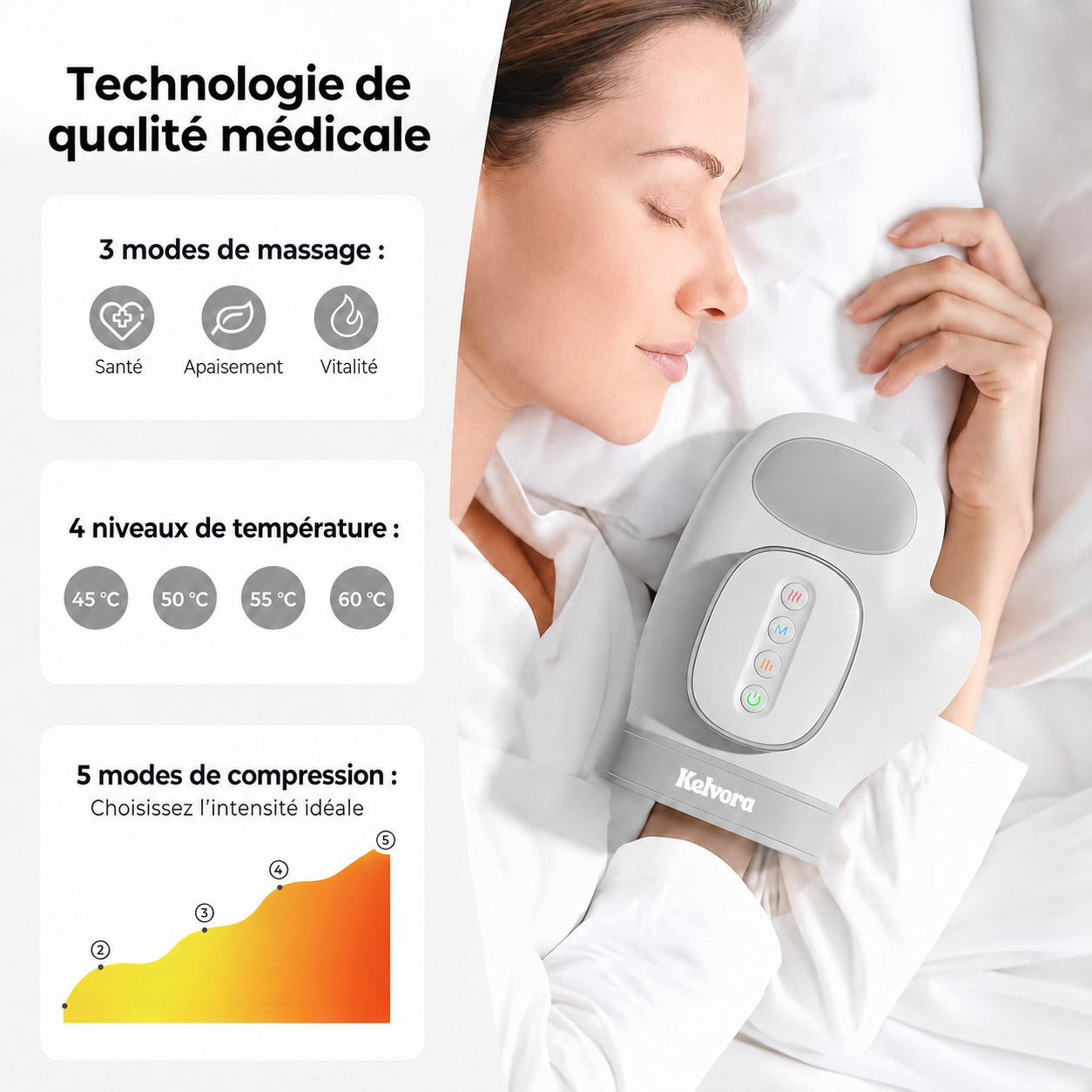 Kelvora™ Masseur de main – Apaise les tensions et les articulations fatiguées
